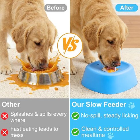 Slow Feeder Dog Bowl for Liquid Treats – Rolling Ball Dog Lick Bowl, Easy-Clean Puppy Lick Toy for Bone Broth, Yogurt & Post-op Nutrition, Best Used on Carpet or with Non-Slip Mat in Kuwait
