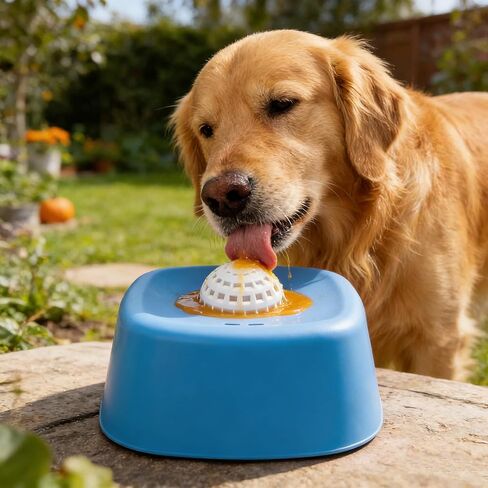 Slow Feeder Dog Bowl for Liquid Treats – Rolling Ball Dog Lick Bowl, Easy-Clean Puppy Lick Toy for Bone Broth, Yogurt & Post-op Nutrition, Best Used on Carpet or with Non-Slip Mat in Kuwait