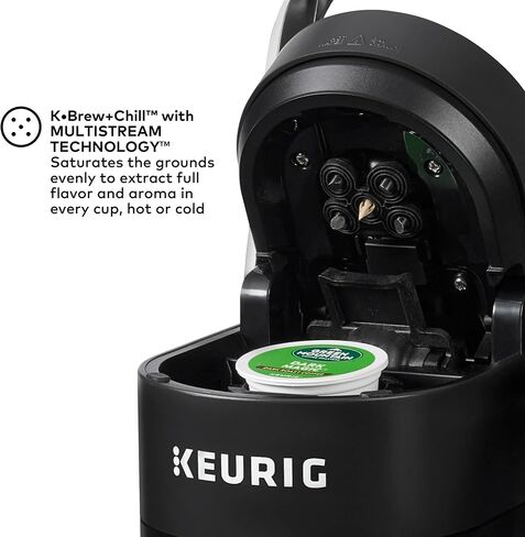 Keurig K-Brew+Chill ماكينة صنع القهوة K-Cup المثلجة أو الساخنة ذات الخدمة الفردية مع تقنية MultiStream وQuickChill، 70 أونصة. خزان قابل للإزالة، أسود (متجدد) in Kuwait