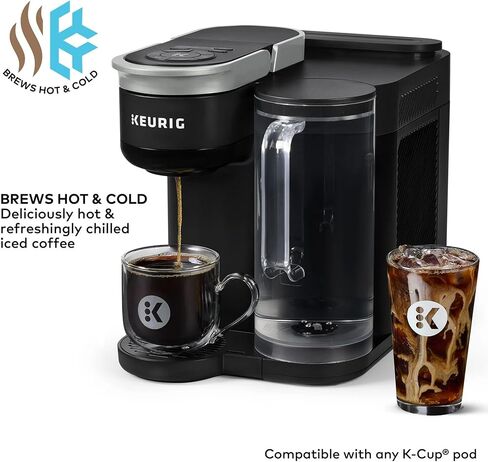 Keurig K-Brew+Chill ماكينة صنع القهوة K-Cup المثلجة أو الساخنة ذات الخدمة الفردية مع تقنية MultiStream وQuickChill، 70 أونصة. خزان قابل للإزالة، أسود (متجدد) in Kuwait