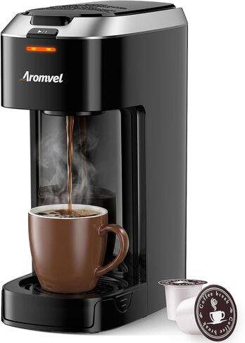 Single Serve Coffee Maker for K Cup Pods or Grounds, 2-in-1 One Button Coffee Maker, 6-14oz Brew Sizes, Fits Travel Mug, Compact for Small Kitchen, Office, Dorm, RV, Silver in Kuwait