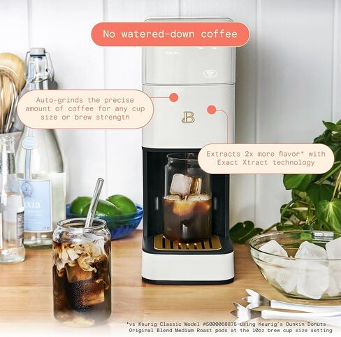 IT'S BRAZILIAN Beautiful Perfect Grind™ Programmable Single Serve Coffee Maker, White Icing by Drew Barrymore in Kuwait