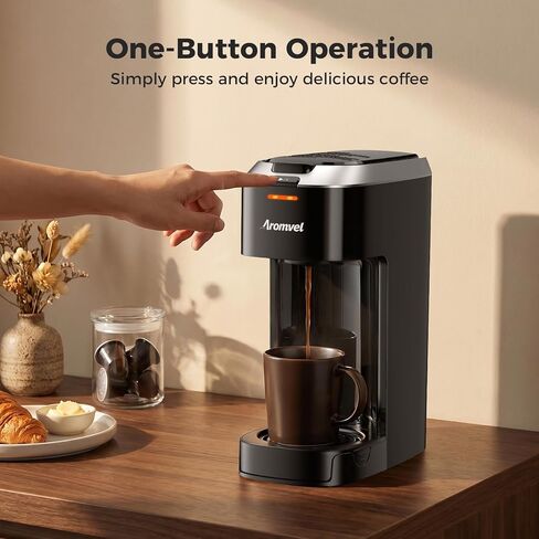 Single Serve Coffee Maker for K Cup Pods or Grounds, 2-in-1 One Button Coffee Maker, 6-14oz Brew Sizes, Fits Travel Mug, Compact for Small Kitchen, Office, Dorm, RV, Silver in Kuwait