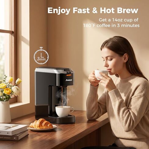 Single Serve Coffee Maker for K Cup Pods or Grounds, 2-in-1 One Button Coffee Maker, 6-14oz Brew Sizes, Fits Travel Mug, Compact for Small Kitchen, Office, Dorm, RV, Silver in Kuwait