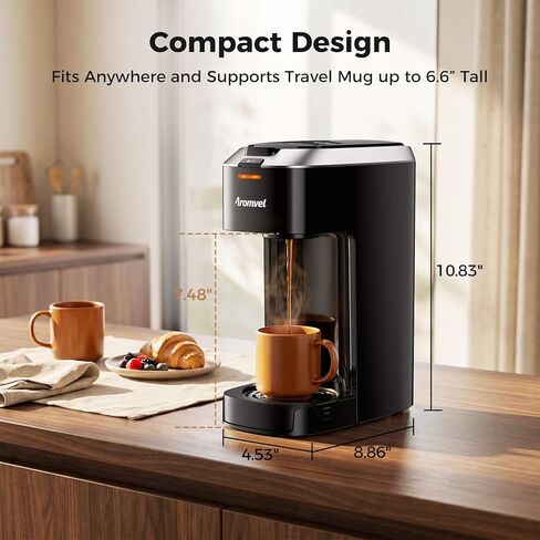 Single Serve Coffee Maker for K Cup Pods or Grounds, 2-in-1 One Button Coffee Maker, 6-14oz Brew Sizes, Fits Travel Mug, Compact for Small Kitchen, Office, Dorm, RV, Silver in Kuwait