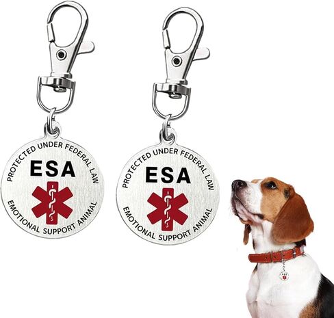 2Pcs ESA Dog Tag for Dog Collar, Double Sided Small Breed Emotional Support Animal Badge, Easily Switch Between Collars Harness and Vest in Kuwait