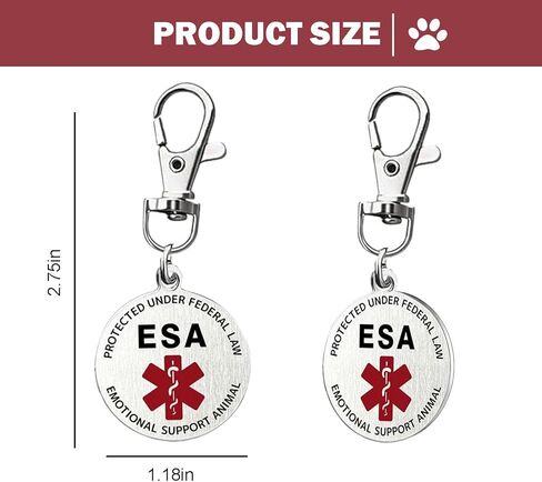 2Pcs ESA Dog Tag for Dog Collar, Double Sided Small Breed Emotional Support Animal Badge, Easily Switch Between Collars Harness and Vest in Kuwait