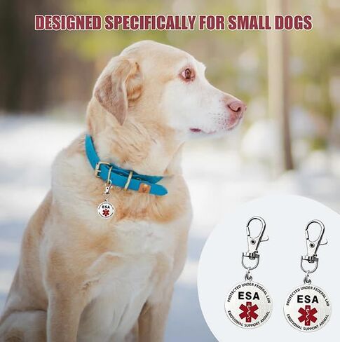 2Pcs ESA Dog Tag for Dog Collar, Double Sided Small Breed Emotional Support Animal Badge, Easily Switch Between Collars Harness and Vest in Kuwait