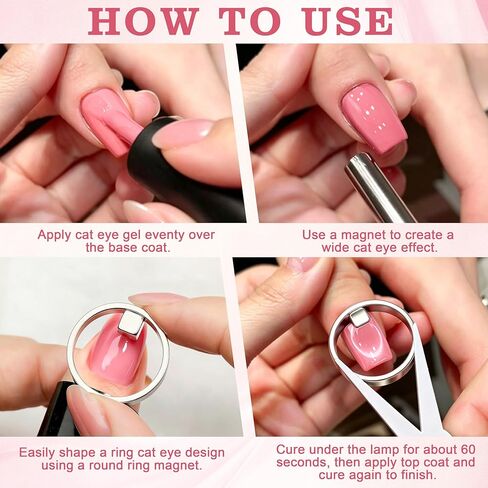 Ring-Shaped Cat Eye Nail Magnet Tool,Hollow Circular Wide Beam & French Y Shape Nail Magnet Set (Wide Beam,Heart,French),Portable Hollow Circular Cat Eye for Home DIY,Beginners & Nail Artists(2 Set) in Kuwait