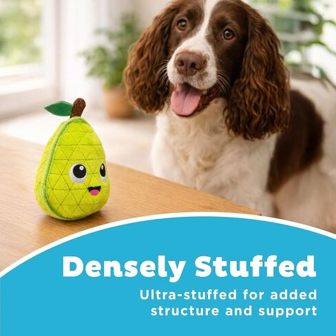 Outward Hound Xtreme Seamz Dog Toy, Reinforced Seams & Multiple Stitching, Durable Plush with Squeakers, Pear, 4.7" in Kuwait