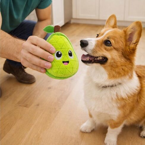 Outward Hound Xtreme Seamz Dog Toy, Reinforced Seams & Multiple Stitching, Durable Plush with Squeakers, Pear, 4.7" in Kuwait