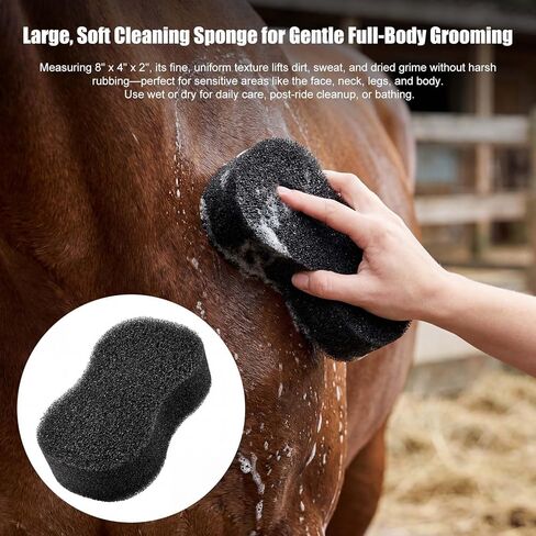 Horse Grooming Set with Mane & Tail Brush and Soft Cleaning Sponge – for Daily Coat Care, Removing Dirt, Sweat & Loose Hair in Kuwait