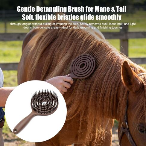 Horse Grooming Set with Mane & Tail Brush and Soft Cleaning Sponge – for Daily Coat Care, Removing Dirt, Sweat & Loose Hair in Kuwait