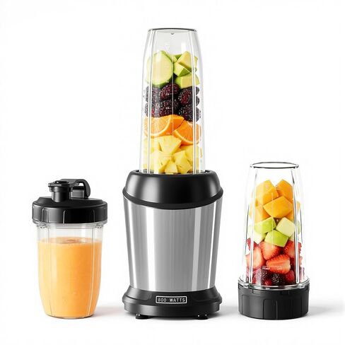 NEWBULIG Smoothie Blender with 6 Blades, Countertop Blenders with 24 34 60 oz BPA-Free Cups, Large Capacity, Portable and Easy Clean, for Kitchen, Ice Crush, Shakes, Sauces, Juice, Silver in Saudi Arabia