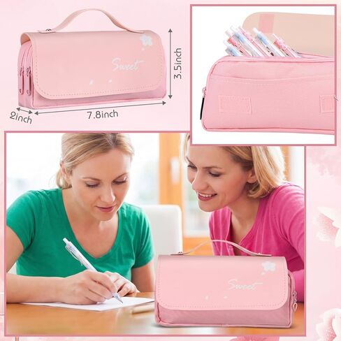 Crtiin 74 قطعة مجموعة قرطاسية Kawaii Cherry Blossom اليابانية Kawaii قلم رصاص حقيبة ميكانيكية قلم رصاص محايات الكرز قلم إعادة ملء وملصقات للمكتب المدرسي تفضل الحفلات (وردي) in Saudi Arabia