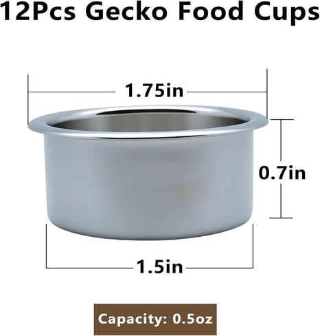 Tfwadmx 12Pcs Gecko Feeding Cups, 0.5oz Metal Reptile Food Cups, Crested Gecko Food Dish, Feeding Ledge Accessories for Small Lizards, Tarantulas in Kuwait