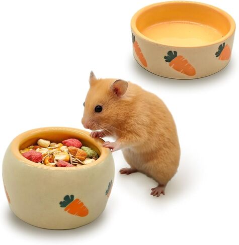 kathson 2 Pcs Hamtser Food Bowl, Guinea Pig Food Bowls, Ceramic Pet Bowl Small Animals Anti-Turning Water Bowls for Bunny Chinchilla Rat Hedgehog (M) in Kuwait