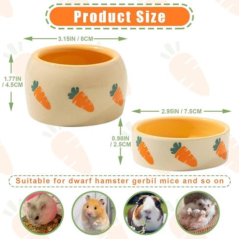 kathson 2 Pcs Hamtser Food Bowl, Guinea Pig Food Bowls, Ceramic Pet Bowl Small Animals Anti-Turning Water Bowls for Bunny Chinchilla Rat Hedgehog (M) in Kuwait