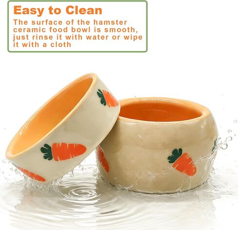kathson 2 Pcs Hamtser Food Bowl, Guinea Pig Food Bowls, Ceramic Pet Bowl Small Animals Anti-Turning Water Bowls for Bunny Chinchilla Rat Hedgehog (M) in Kuwait