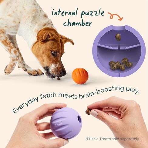 WOOF Flyball - 2-in-1 Fetch Ball and Dog Treat Dispenser Toy - Interactive Puzzle for Enrichment - Fits Standard Ball Launchers - Durable, Tooth-Friendly Rubber - The Perfect Dog Gift - 3 Pack in Saudi Arabia