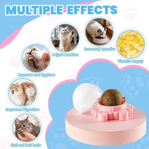 4 Pack Catnip Ball Toy 360° Organic Nips Mint Magic Stick on Wall Cat Nips for Cats Wall Catnip Rollerball Licking Ball Cat Nips for Cats Wall Catnip Rollerball Licking Ball in Kuwait