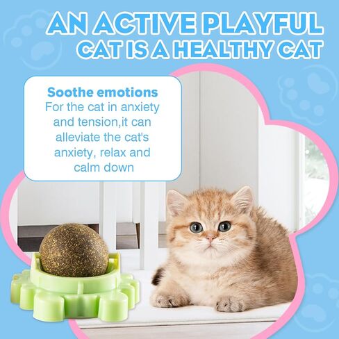 4 Pack Catnip Ball Toy 360° Organic Nips Mint Magic Stick on Wall Cat Nips for Cats Wall Catnip Rollerball Licking Ball Cat Nips for Cats Wall Catnip Rollerball Licking Ball in Kuwait