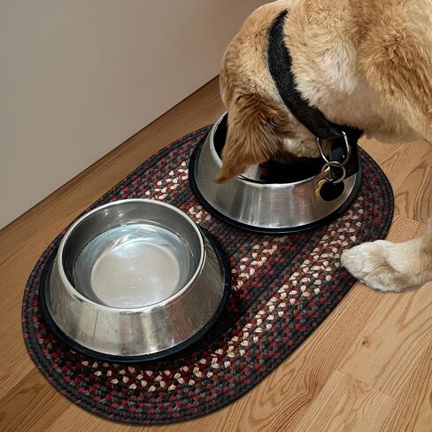 حصيرة Homespice Montgomery Cat and Dog Bowl مقاس 16 × 24 بيضاوية - سجادات طعام للكلاب قابلة للغسل في الغسالة ومقاومة للبقع in Kuwait