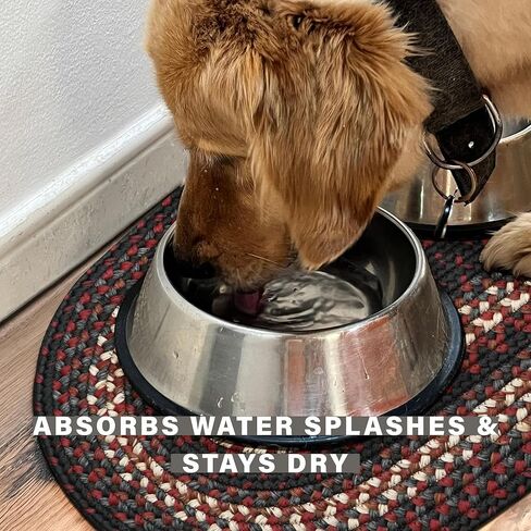 حصيرة Homespice Montgomery Cat and Dog Bowl مقاس 16 × 24 بيضاوية - سجادات طعام للكلاب قابلة للغسل في الغسالة ومقاومة للبقع in Kuwait