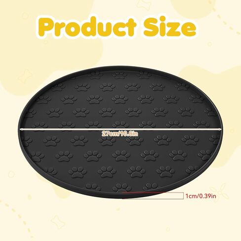 Silicone Dog Food Mat Small, 10.6'' Black Pet Food Mat, Round Dog Cat Foods Mats Small, Silicone Mats for Dogs Bowls, Waterproof Non-Slip Dogs Cat Water Bowl Placemat with Raised Edge in Kuwait
