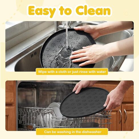 Silicone Dog Food Mat Small, 10.6'' Black Pet Food Mat, Round Dog Cat Foods Mats Small, Silicone Mats for Dogs Bowls, Waterproof Non-Slip Dogs Cat Water Bowl Placemat with Raised Edge in Kuwait