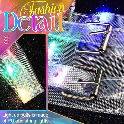 حزام خصر LED من Nicute يضيء حزام عريض وحزام خصر عصري ديسكو Rave أحزمة إكسسوارات قابلة للتعديل للنساء in Saudi Arabia