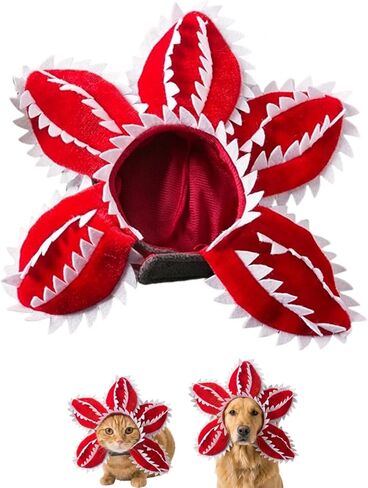 قبعة زهرة آكلة اللحوم من Asix Toy Demogorgon للكلاب والقطط، زي للحيوانات الأليفة قابل للتعديل للصور والحفلات التنكرية، إكسسوار ناعم للحيوانات الأليفة مع مقاس مريح (S) in Kuwait