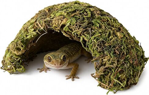 Reptile Hide Coconut Leopard Gecko Hide Humid Crested Gecko Tank Accessories Natural Moss Snake Hideouts for Ball Python, Bearded Dragon,Tortoise,Frog in Kuwait