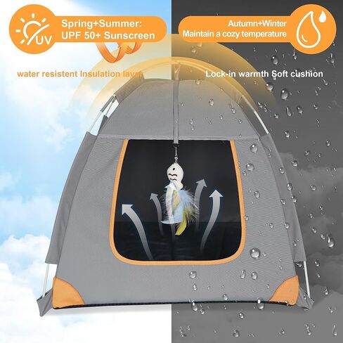 Portable Cat Tent for Indoor & Outdoor Use – UV Protection, Waterproof Pet Tent with Soft Cushion, Feather Toys, Easy Setup, Collapsible Cat House for Cats S in Kuwait