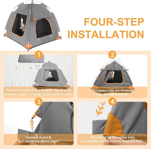 Portable Cat Tent for Indoor & Outdoor Use – UV Protection, Waterproof Pet Tent with Soft Cushion, Feather Toys, Easy Setup, Collapsible Cat House for Cats S in Kuwait