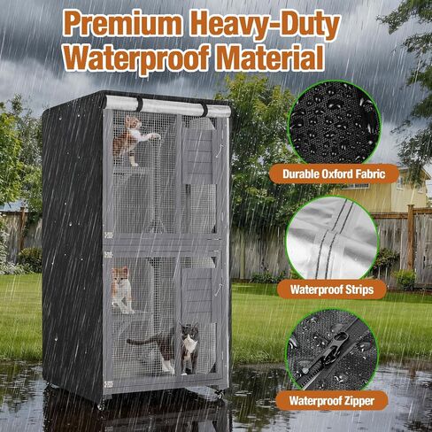 Outdoor Cat House Cover, Waterproof and Dustproof Protection Covers for Large Cat Cage CondoBlack(Cover Only) - 32" L x 32" W x 71" H inch in Kuwait