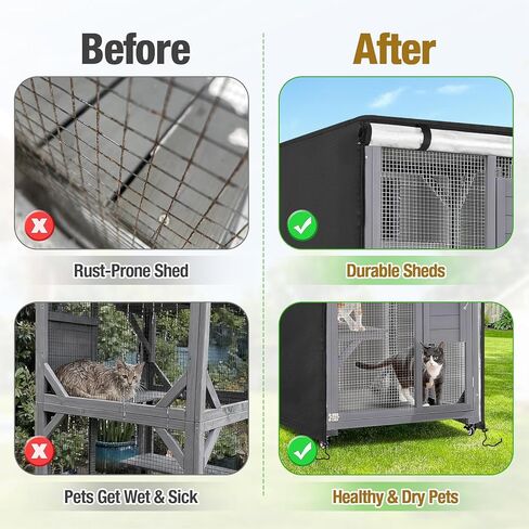 Outdoor Cat House Cover, Waterproof and Dustproof Protection Covers for Large Cat Cage CondoBlack(Cover Only) - 32" L x 32" W x 71" H inch in Kuwait