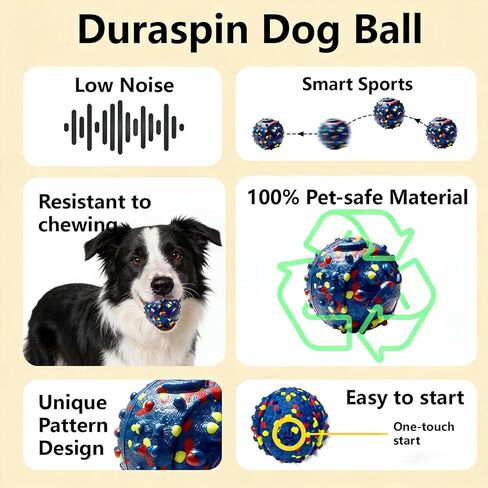 Interactive Dog toys, Smart Dog ball, E-TPU Material Automatic Moving, Bouncing, Vibrating ball Durable Duraspin Design for Aggressive Chewers.Keeps Dogs Busy and Entertained.Suitable for all dogs in Kuwait