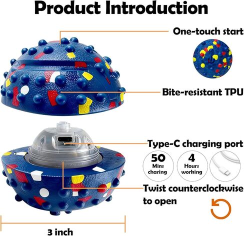 Interactive Dog toys, Smart Dog ball, E-TPU Material Automatic Moving, Bouncing, Vibrating ball Durable Duraspin Design for Aggressive Chewers.Keeps Dogs Busy and Entertained.Suitable for all dogs in Kuwait