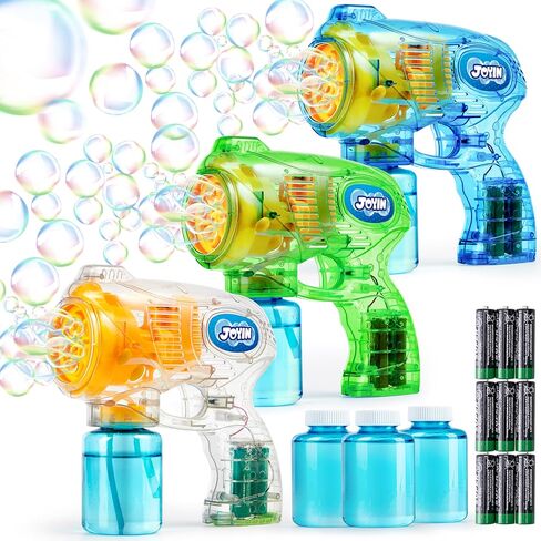 JOYIN 3 Bubble Guns Kit with 3 Bubble Solutions for Kids, Bubble Blaster for Summer Toy, Party Favors, Outdoor & Indoor Activity, Birthday Gift, Bubble Blower in Saudi Arabia