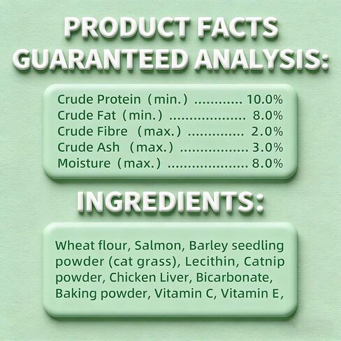 UBIETY 13.5 OZ Cat Grass Treats for Indoor Cats Hairball Control Natural Salmon Cat Grass Treats Kitten Snacks Training Biscuits Catnip (13.5OZ) in Kuwait