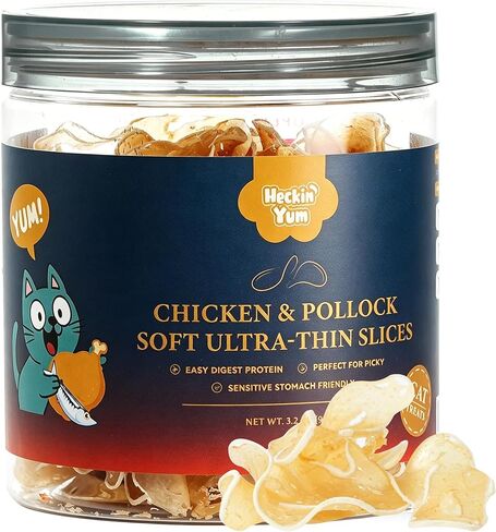 Chicken & Catnip Soft Cat Treats for Picky Cats, Ultra-Thin Easy-Chew Slices, Breakable No-Mess Cat Training & Playtime Rewards, 3.2 oz in Kuwait