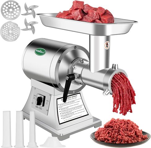 Commercial Meat Grinder Heavy Duty, 1.0HP Electric Meat Grinder #12C Stainless Steel Deer Meat Mincer for Home Use Deer with 2 Grinding Plates 3 Sausage Stuffer Tubes 2 Blades 1 Pusher in Kuwait