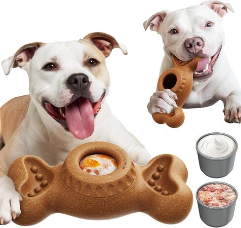 SHINKAI Refillable Frozen Dog Toy – Tough Chew & Ice Cream Holder for Aggressive Chewers, Reduces Anxiety & Destructive Behavior (Brown) in Kuwait