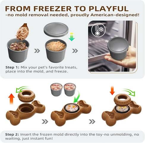 SHINKAI Refillable Frozen Dog Toy – Tough Chew & Ice Cream Holder for Aggressive Chewers, Reduces Anxiety & Destructive Behavior (Brown) in Kuwait
