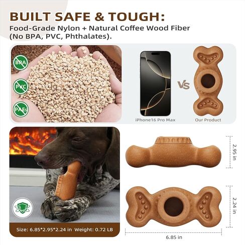 SHINKAI Refillable Frozen Dog Toy – Tough Chew & Ice Cream Holder for Aggressive Chewers, Reduces Anxiety & Destructive Behavior (Brown) in Kuwait