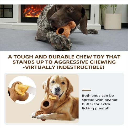 SHINKAI Refillable Frozen Dog Toy – Tough Chew & Ice Cream Holder for Aggressive Chewers, Reduces Anxiety & Destructive Behavior (Brown) in Kuwait