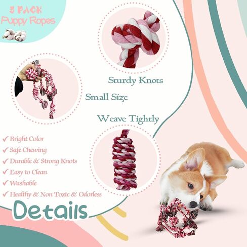 20Pcs Puppy Teething Toys for Small Medium Dogs - Cute Chew Toy Bundle Includes Plush Squeaky Toys, Rubber Ball, Rope Toy, TPR Bone, Dental Chew Ring - Interactive Dog Toy Gift with Storage Bag in Saudi Arabia