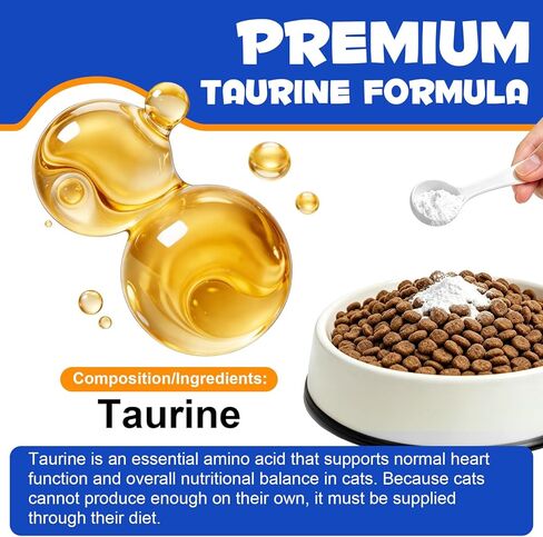 Taurine Powder for Cats, Cat Supplement for Heart, Vision, and Immune Support, Suitable for All Breeds & Ages, 200g in Kuwait