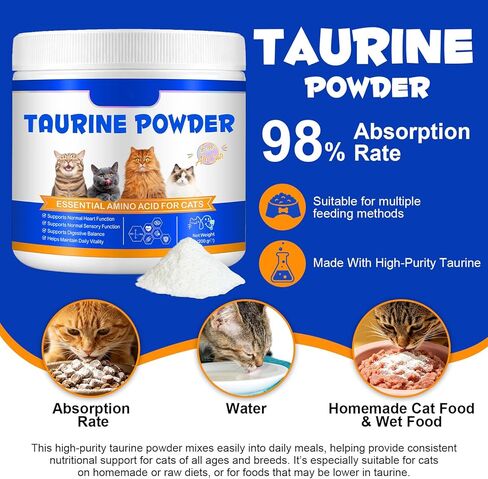 Taurine Powder for Cats, Cat Supplement for Heart, Vision, and Immune Support, Suitable for All Breeds & Ages, 200g in Kuwait